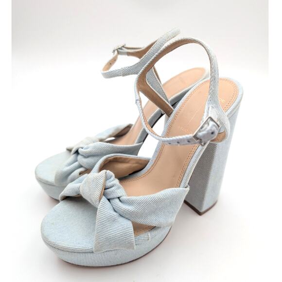 Black Suede Studio Abby Block Heel Platform Sandal Women's Blue Size US7.5 EU38 - Picture 1 of 10